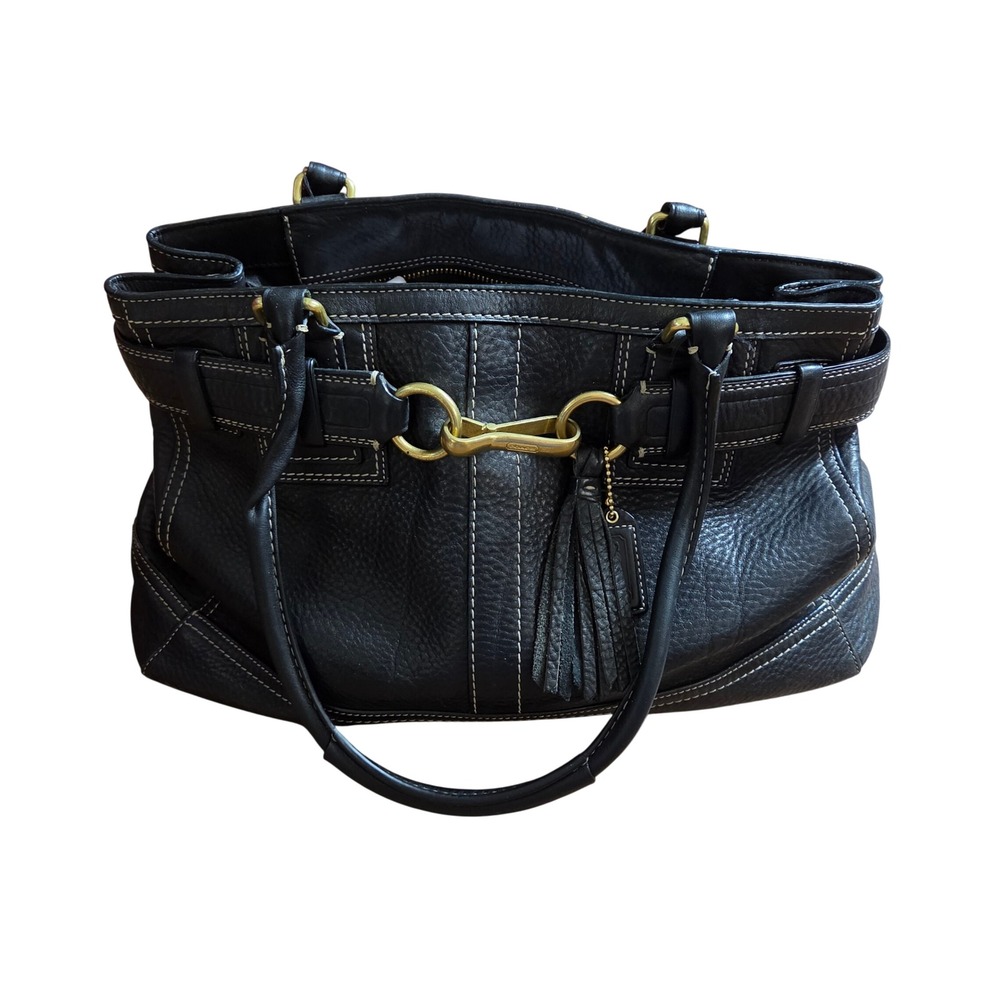 Coach Hamptons Carryall Pebbled Leather Shoulder Bag Satchel Retro Y2K 10218